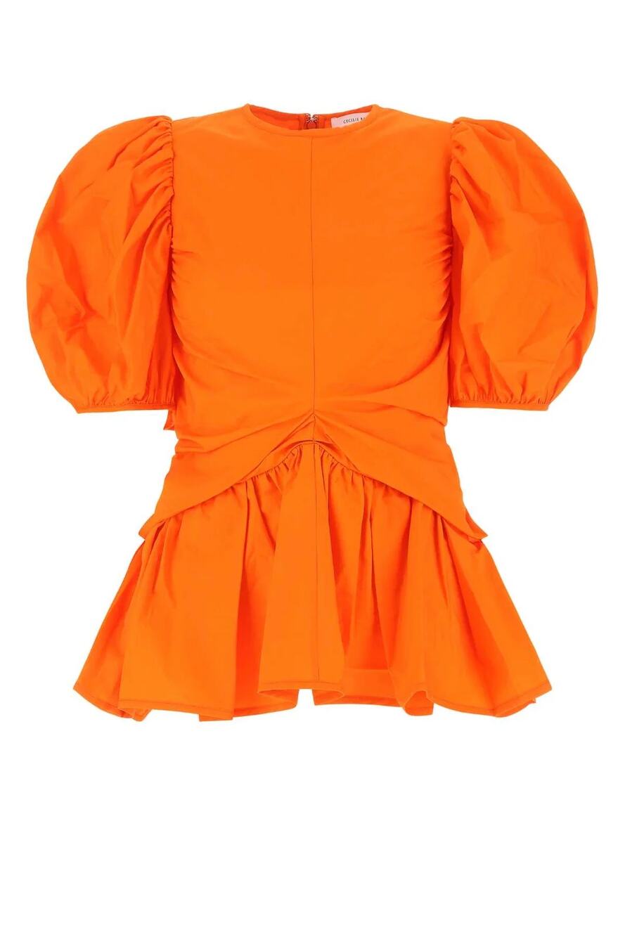 Cecilie Bahnsen Orange Puff Sleeved Poplin Faith Top Size 8